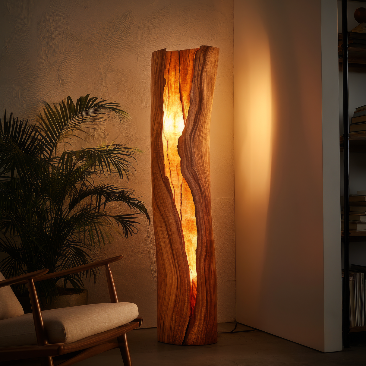 Velarith Sculpted Live Edge Integrated LED Wood Floor Lamp - Timberustic Floor Lamp