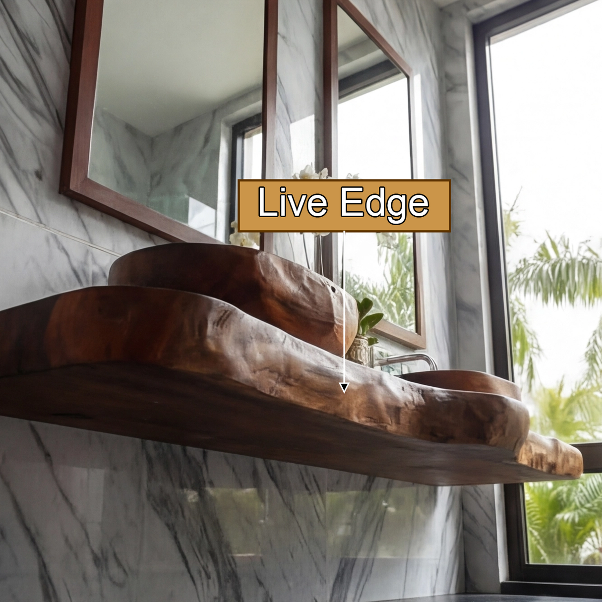 Velcanto Live Edge Solid Wood Floating Bathroom Vanity SPA349352 - Timberustic Floating Bathroom Vanity