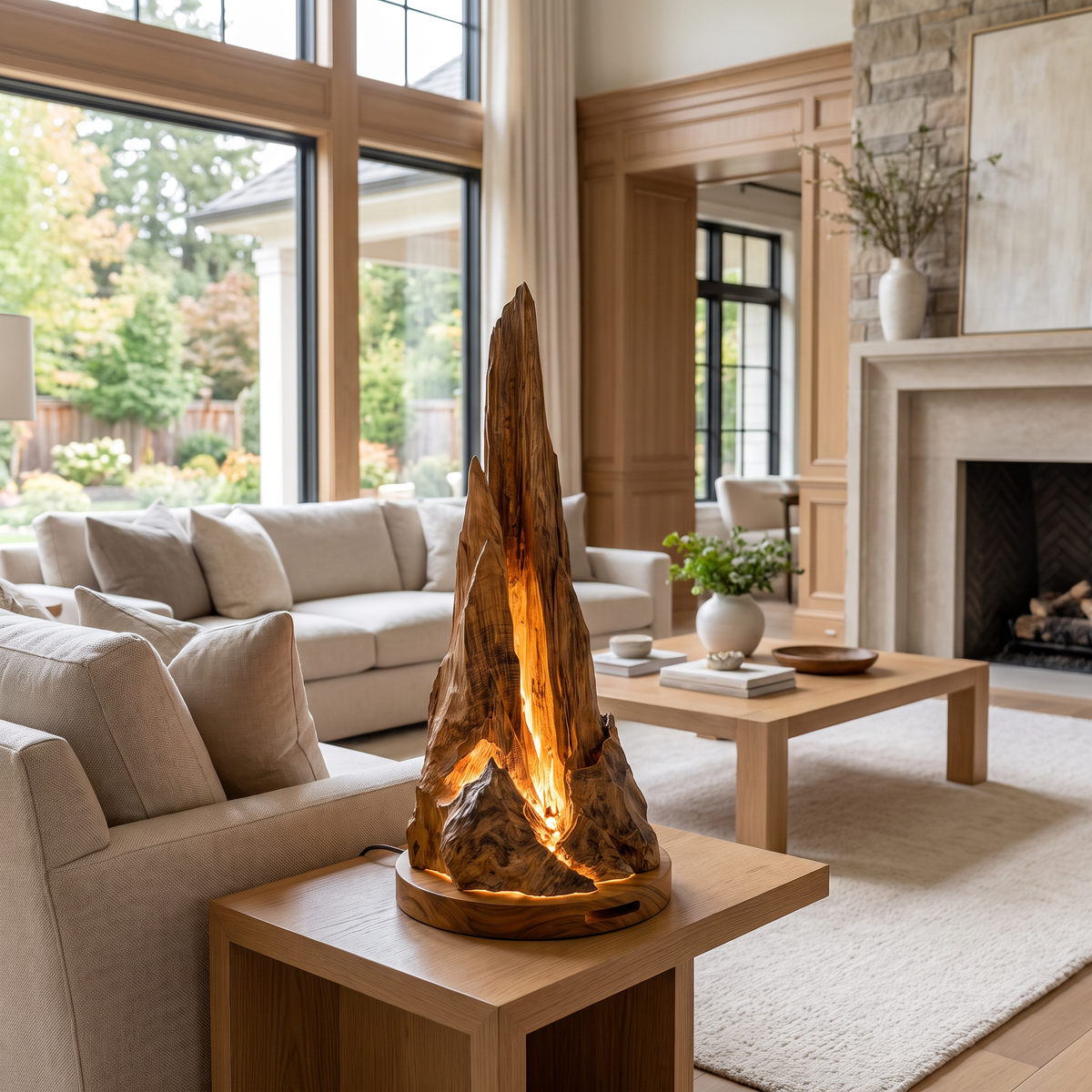 Velkaris Sculpted Mountain Table Lamp Brown - Timberustic Table Lamp