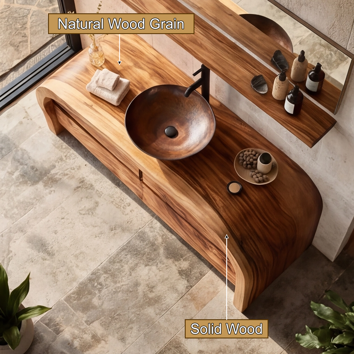 Velmior Arc Solid Wood Bathroom Vanity with Drawers - Timberustic Freestanding Bathroom Vanity with Drawers