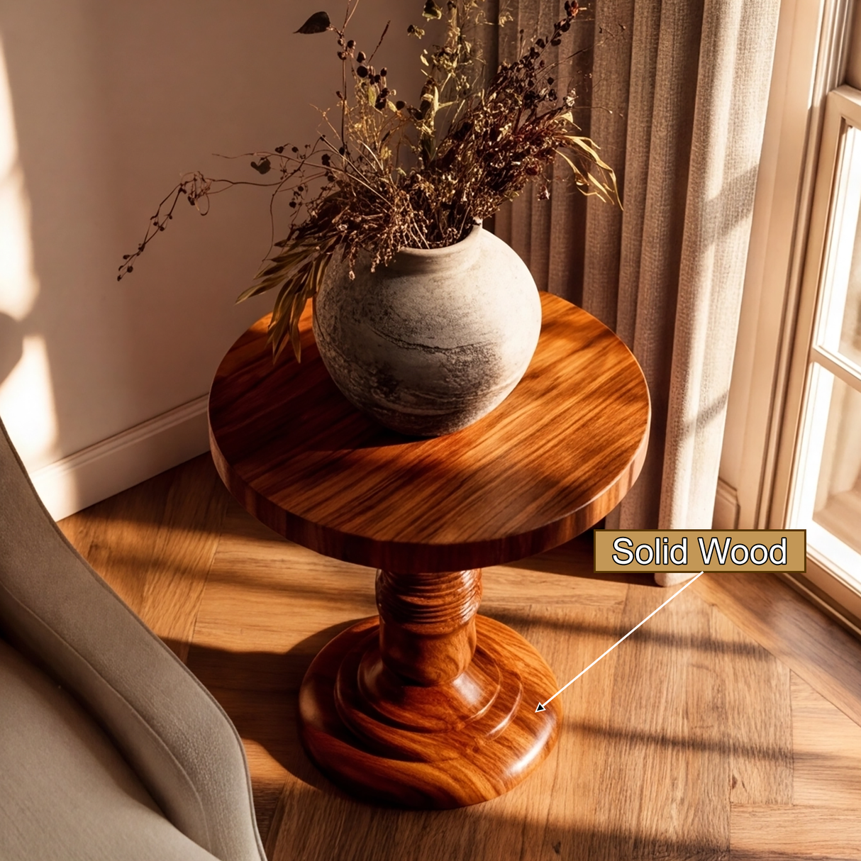 Velmire Solid Wood Pedestal Stand - Timberustic Pedestal Stand