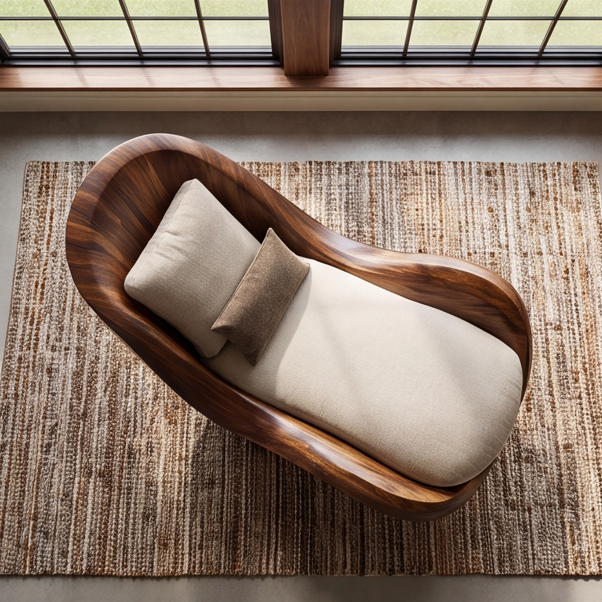 Velmora Handcrafted Sculpted Solid Wood Chaise Lounge