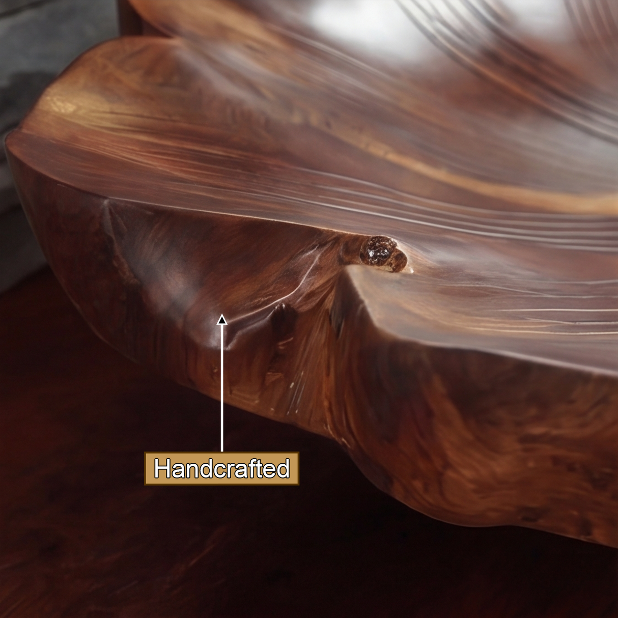 Velmora Handcrafted Solid Wood Flower Vessel Sink
