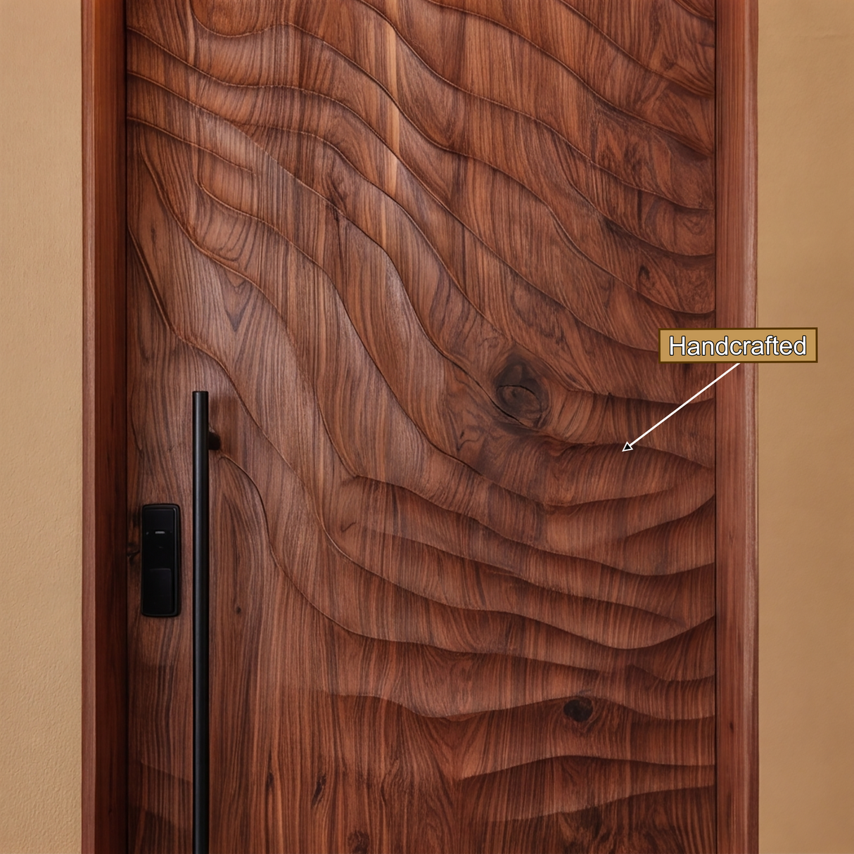 Velmora Handcrafted Solid Wood Organic Relief Single Door
