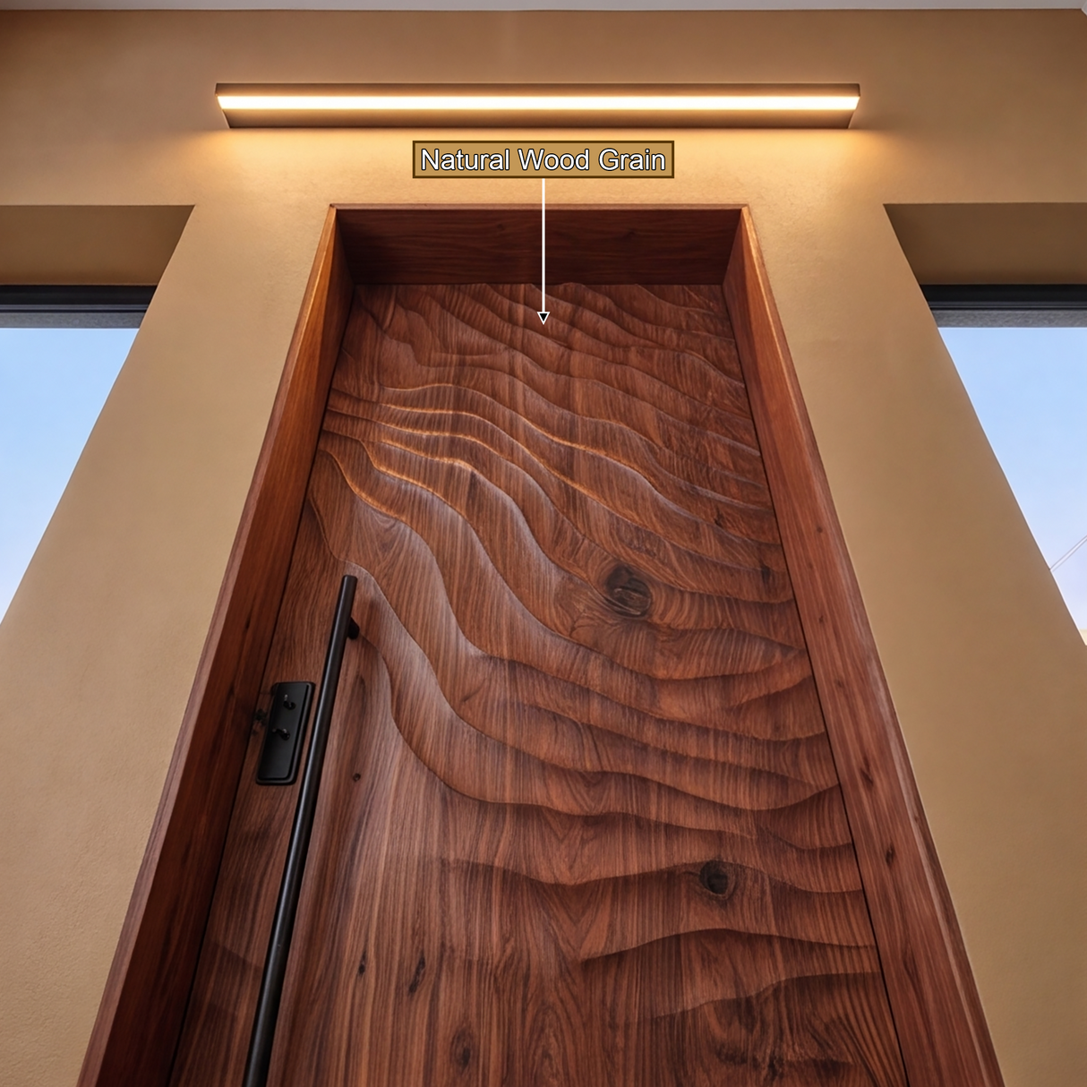 Velmora Handcrafted Solid Wood Organic Relief Single Door