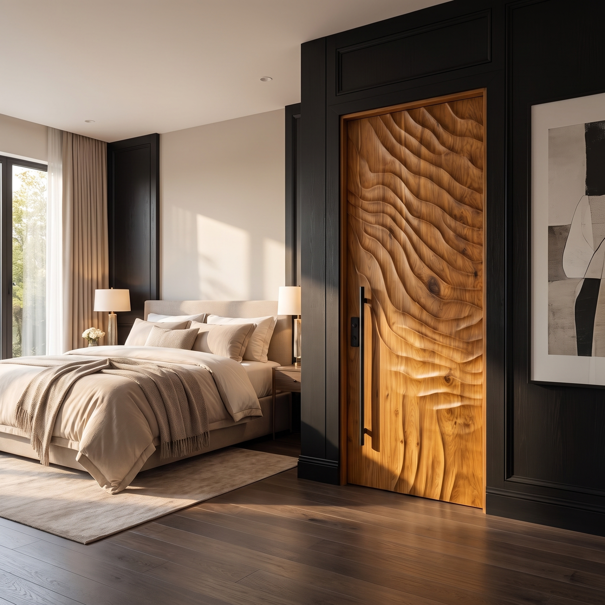 Velmora Handcrafted Solid Wood Organic Relief Single Door