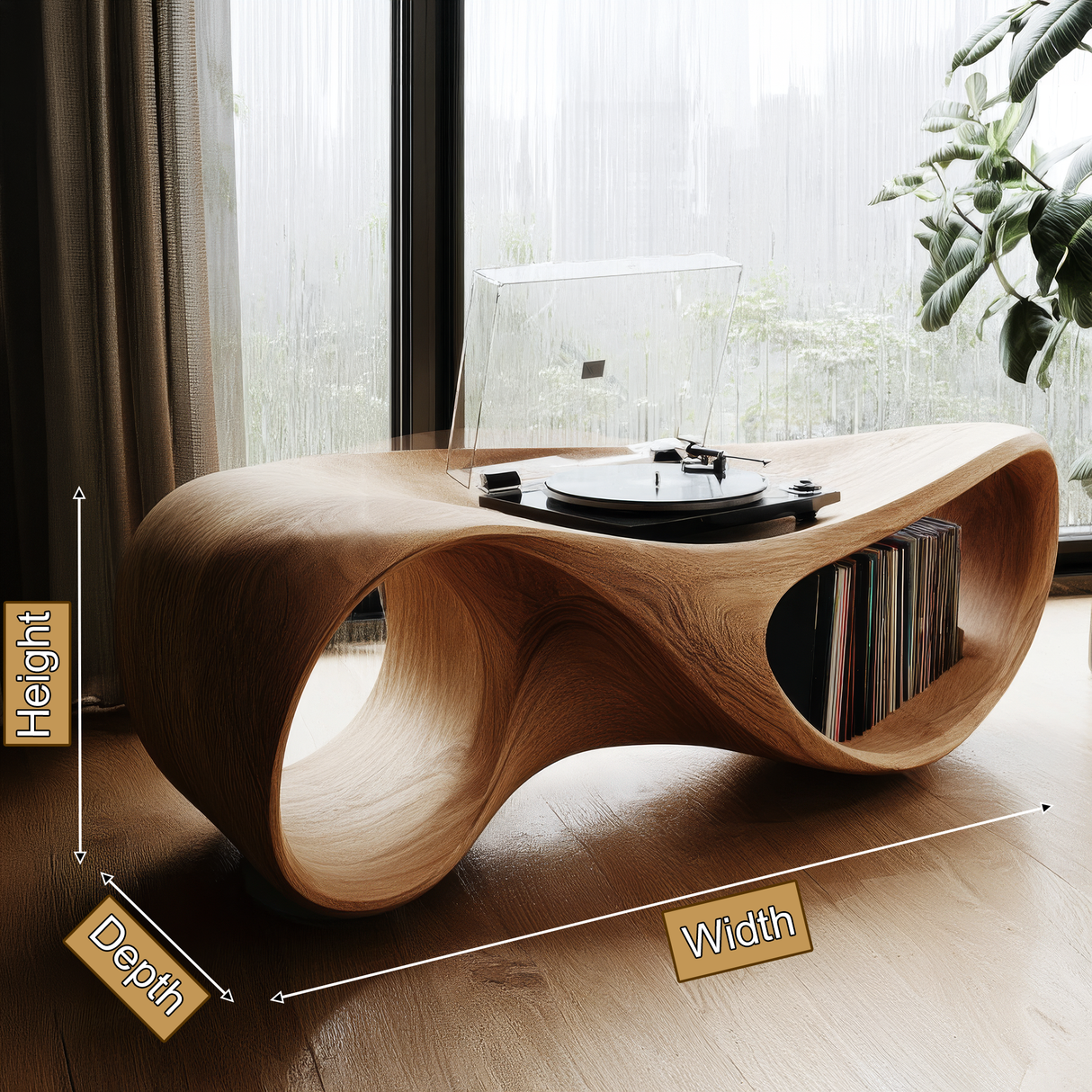 Velmora Handcrafted Solid Wood Record Player Stand