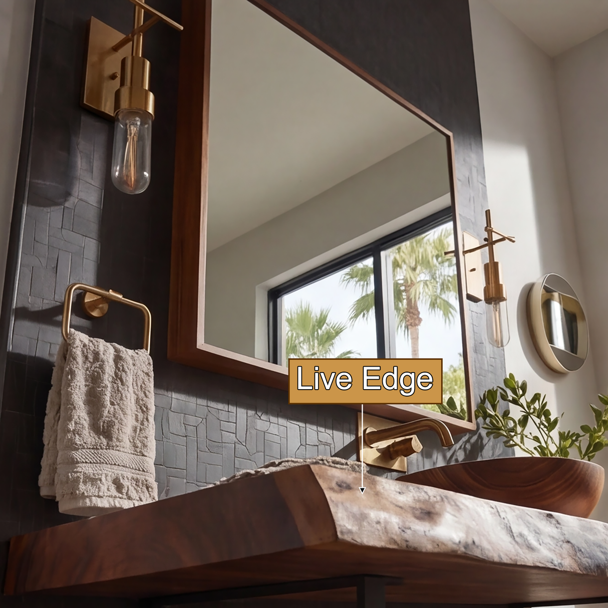 Velmora Live Edge Solid Wood Floating Bathroom Vanity SPA358942 - Timberustic Floating Bathroom Vanity