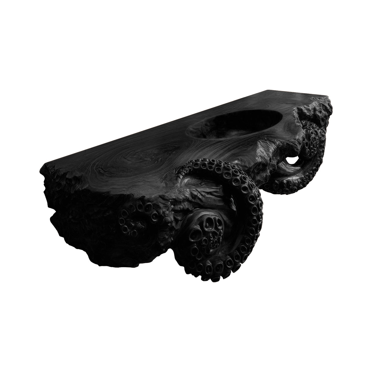 Velmora Octopus Form Sculpted Solid Wood Floating Bathroom Vanity with Integrated Sink Black - Timberustic Floating Bathroom Vanity with Integrated Sink
