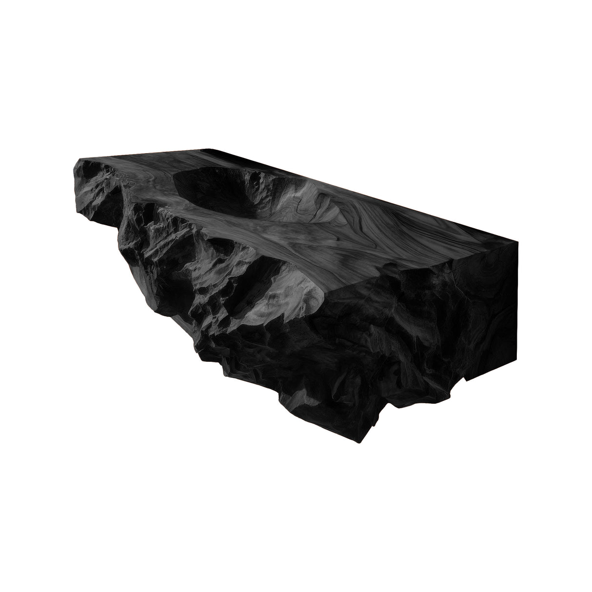 Velmora Raw Carved Solid Wood Floating Bathroom Vanity with Integrated Sink Black - Timberustic Floating Bathroom Vanity with Integrated Sink