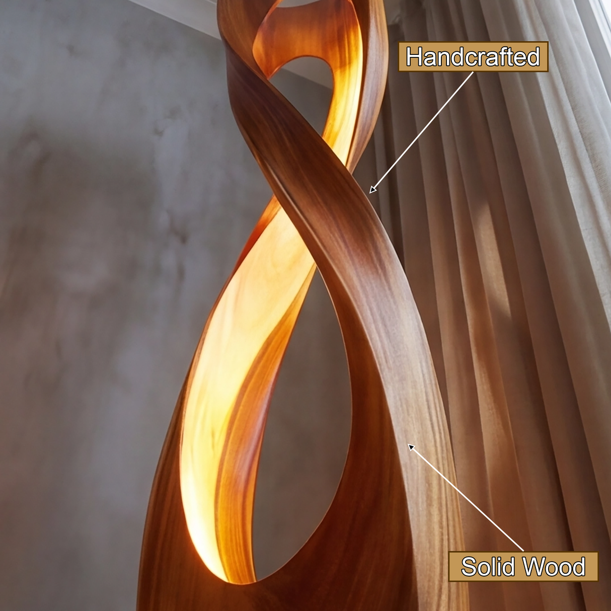 Velmora Sculpted Infinity Integrated LED Wood Floor Lamp SPA263701 - Timberustic Floor Lamp
