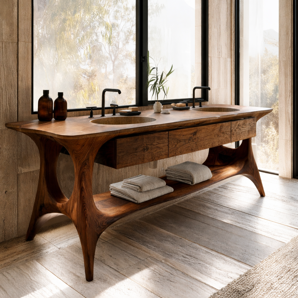 Velmora Sculpted Solid Wood Freestanding Bathroom Vanity with Drawers - Timberustic Freestanding Bathroom Vanity with Drawers