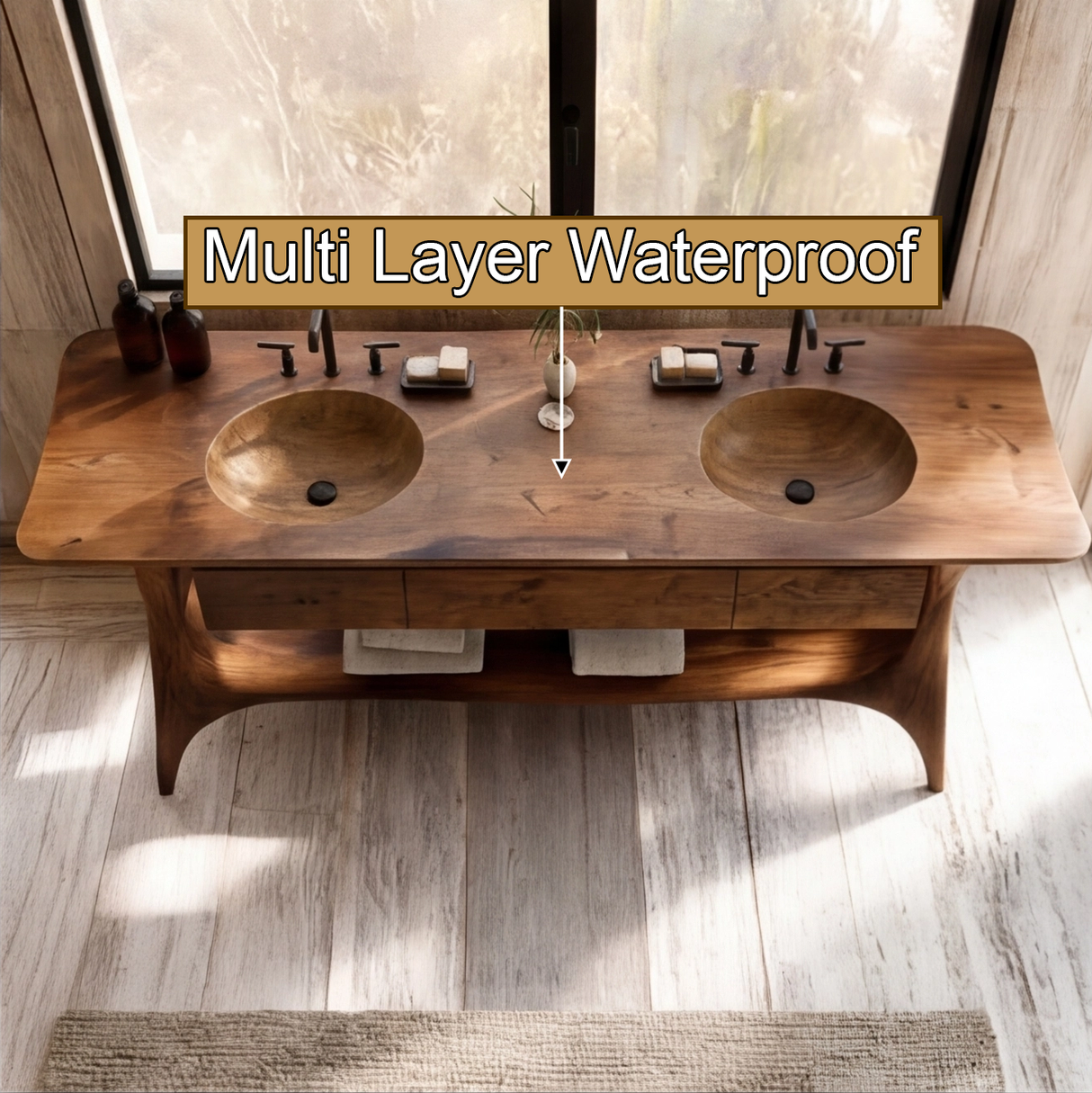 Velmora Sculpted Solid Wood Freestanding Bathroom Vanity with Drawers - Timberustic Freestanding Bathroom Vanity with Drawers