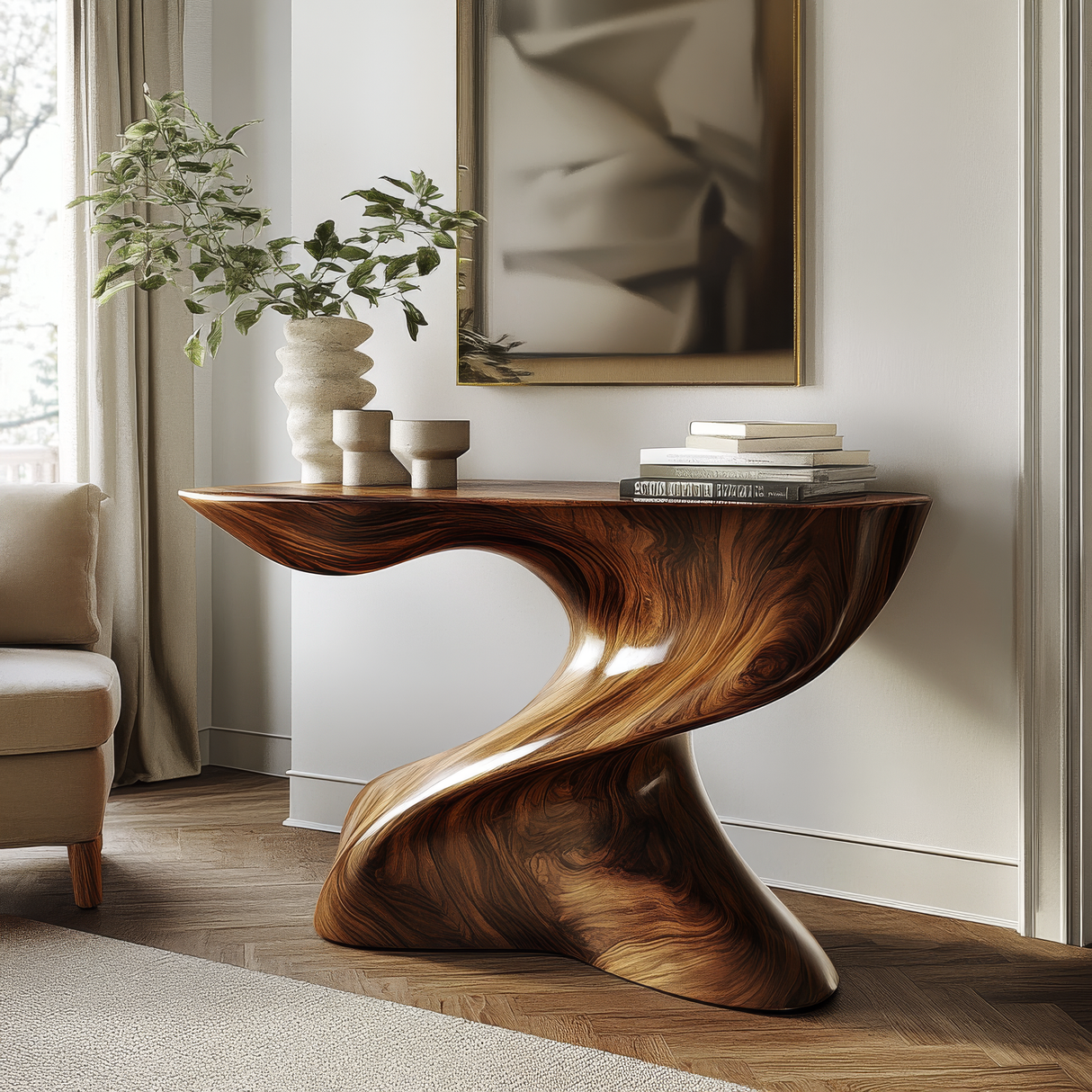 Velmorian Sculpted Solid Wood Console Table - Timberustic Console Table