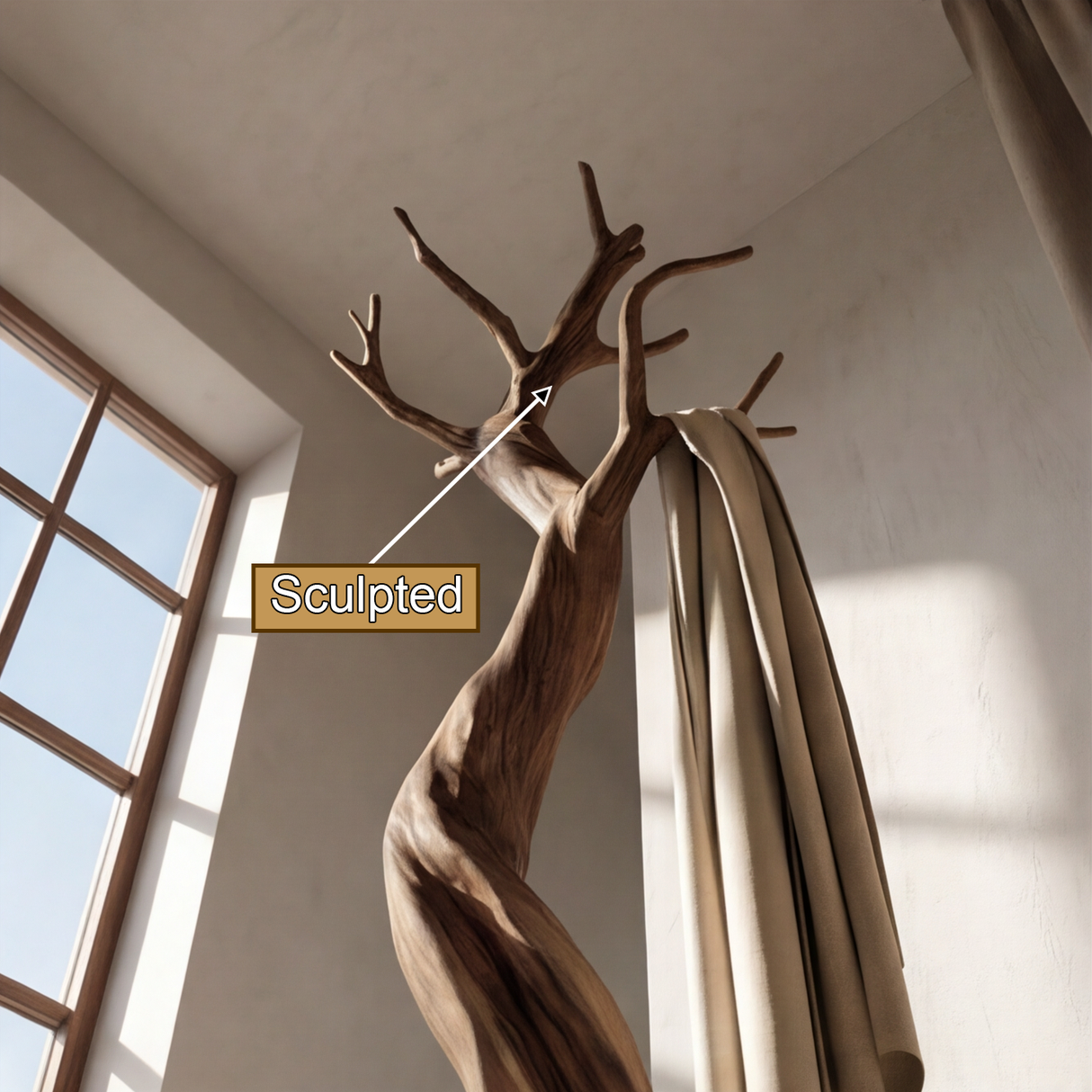 Velmorian Sculpted Solid Wood Tree Coat Rack - Timberustic Tree Coat Rack