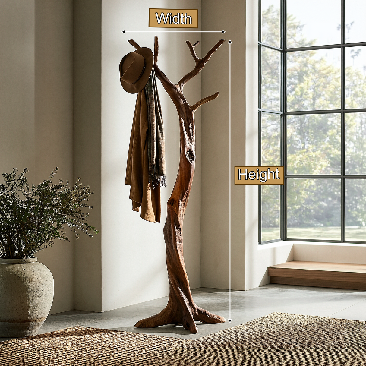 Velmorian Sculpted Solid Wood Tree Coat Rack - Timberustic Tree Coat Rack