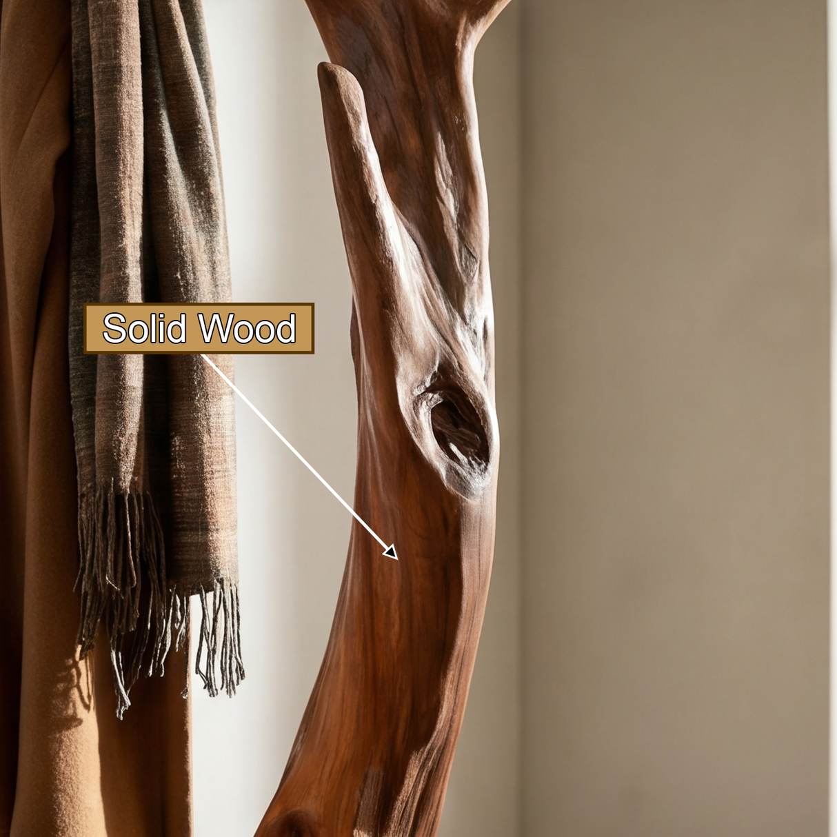 Velmorian Sculpted Solid Wood Tree Coat Rack - Timberustic Tree Coat Rack