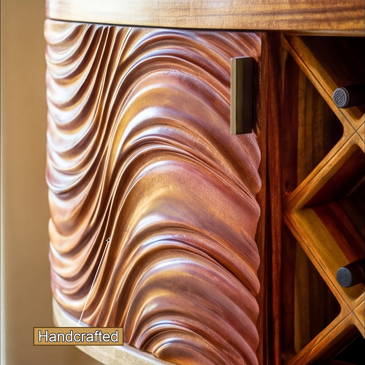 Velmorin Handcrafted Solid Wood Bar Cabinet