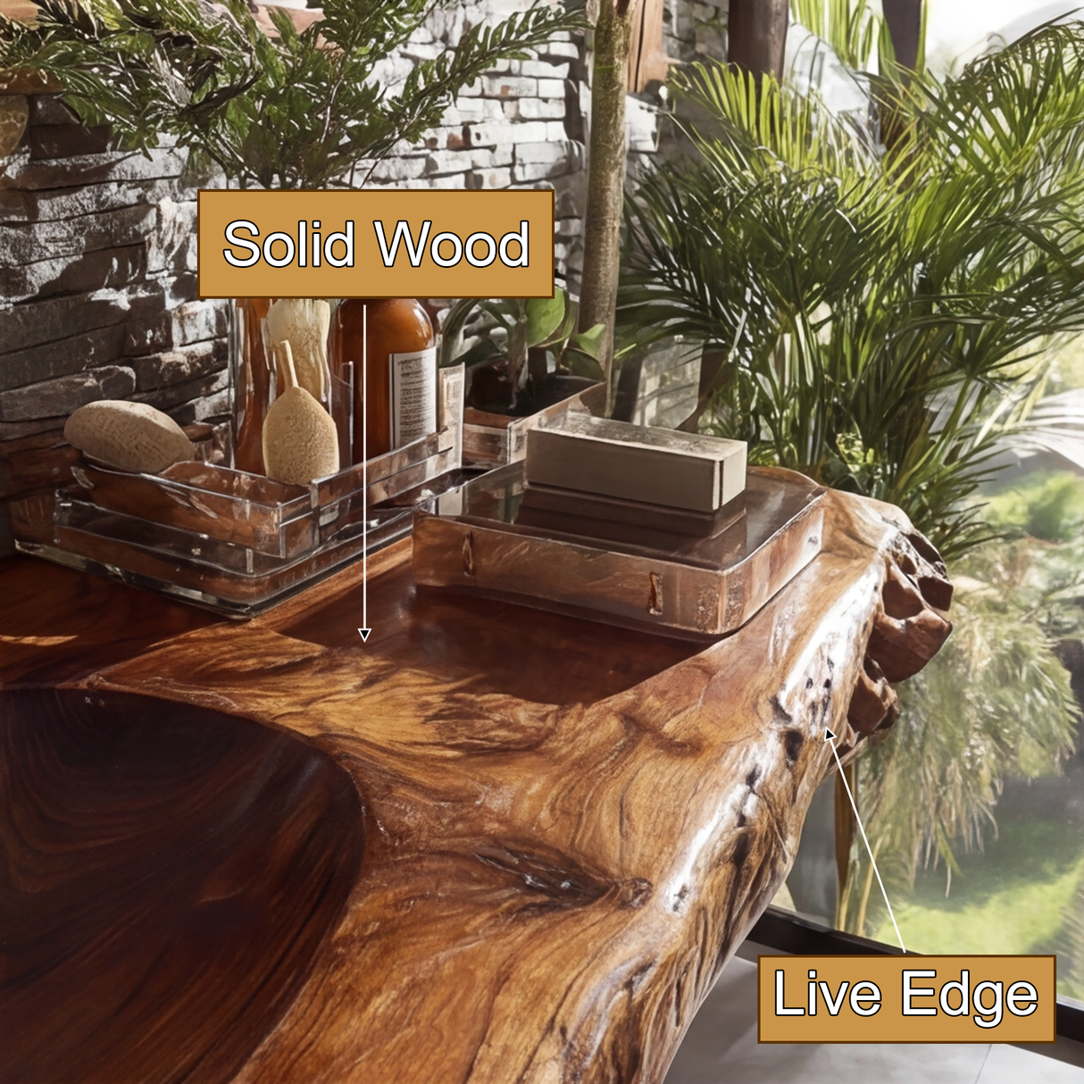 Velmoris Live Edge Solid Wood Floating Bathroom Vanity with Integrated Sink SPA200003 - Timberustic Floating Bathroom Vanity with Integrated Sink