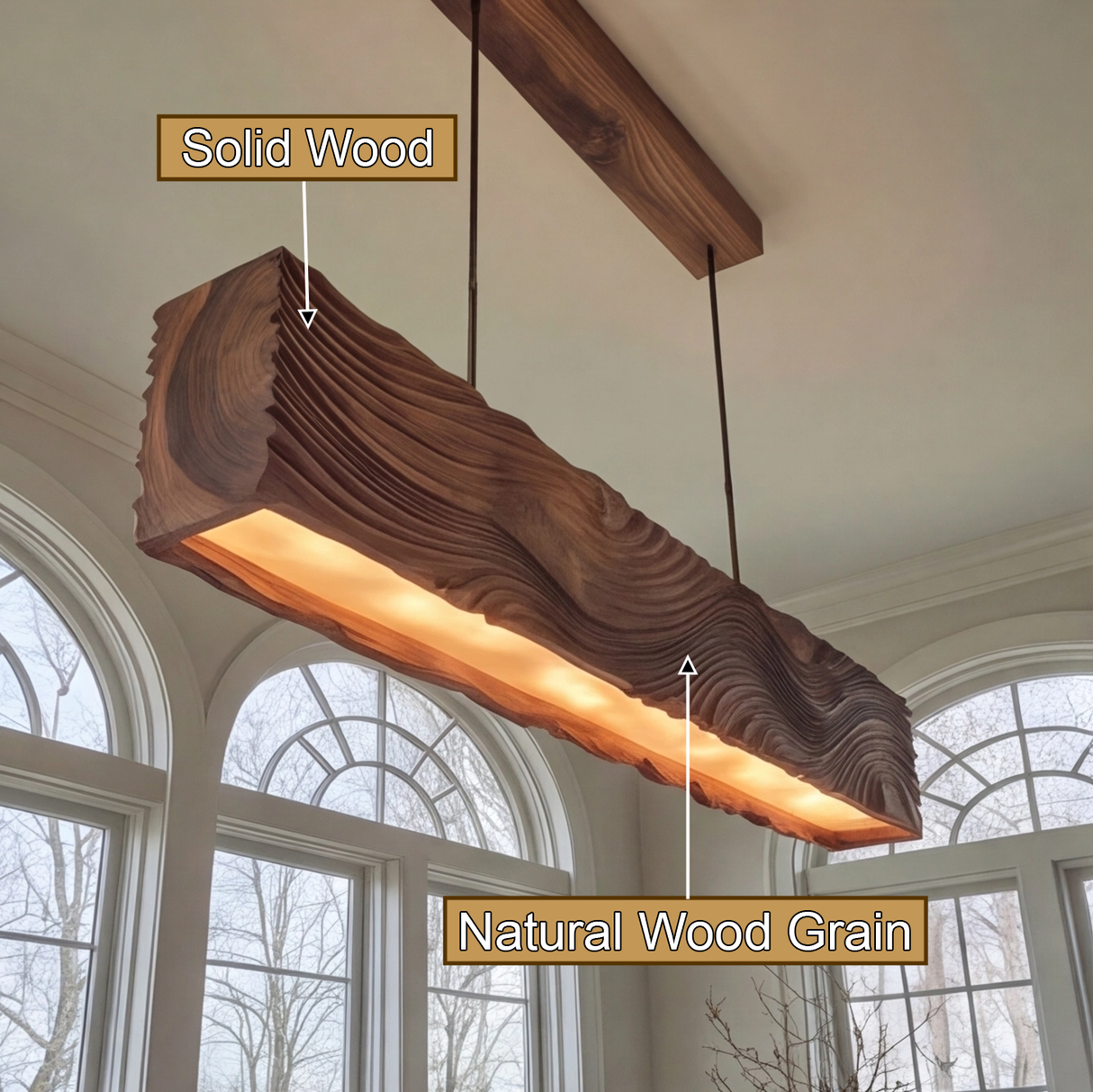 Velmoris Live Edge Solid Wood Linear Pendant Light SPA256374 - Timberustic Linear Pendant Light