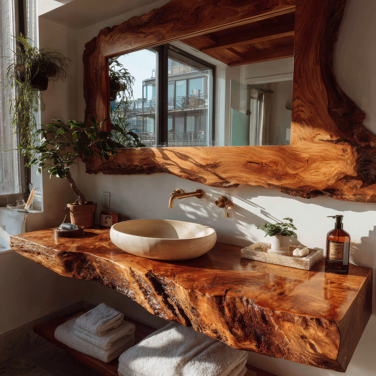 Velmoro Handcrafted Live Edge Solid Wood Floating Bathroom Vanity SPA723618 - Timberustic Floating Bathroom Vanity