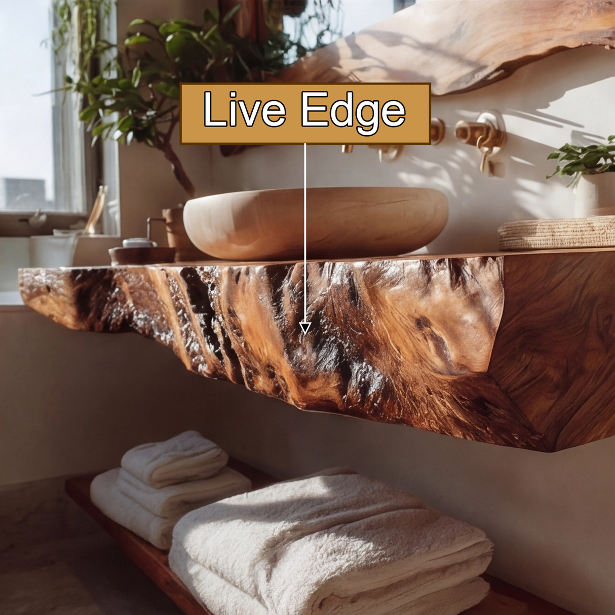 Velmoro Handcrafted Live Edge Solid Wood Floating Bathroom Vanity SPA723618 - Timberustic Floating Bathroom Vanity