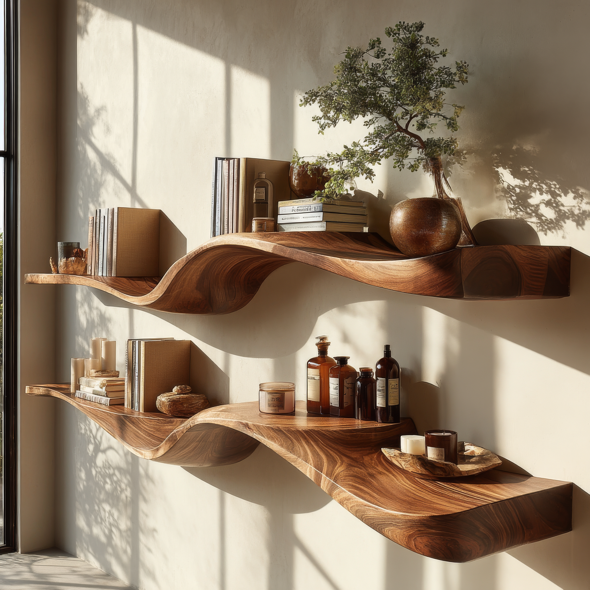 Velora Sculpted Solid Wood Floating Shelf SPA435586 - Timberustic Floating Shelf