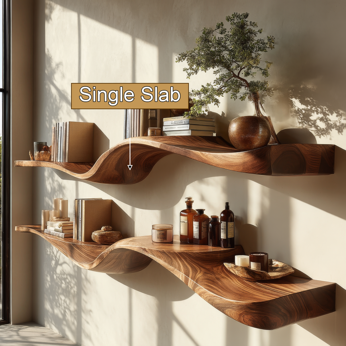 Velora Sculpted Solid Wood Floating Shelf SPA435586 - Timberustic Floating Shelf