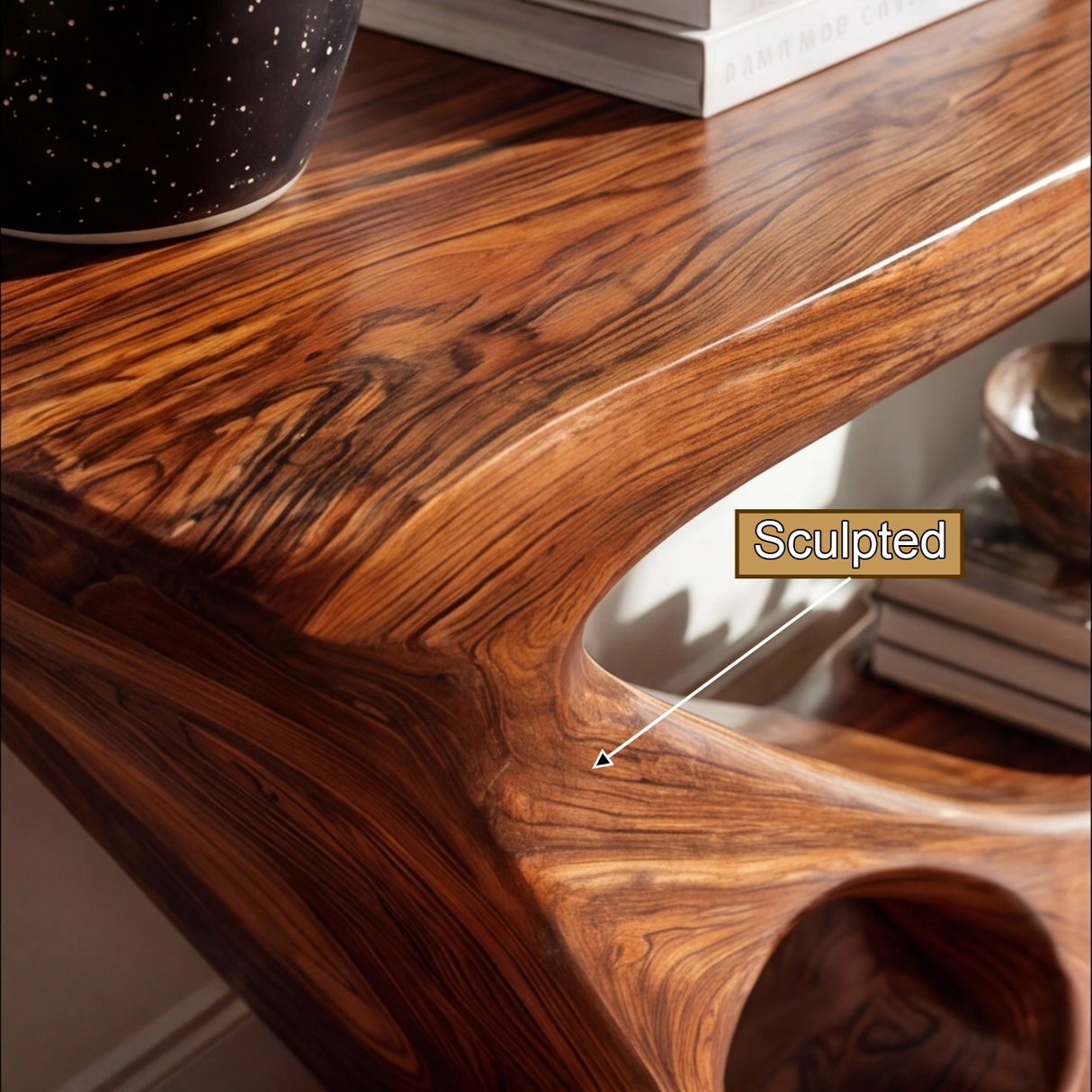 Veloran Curved Solid Wood Console Table - Timberustic Console Table