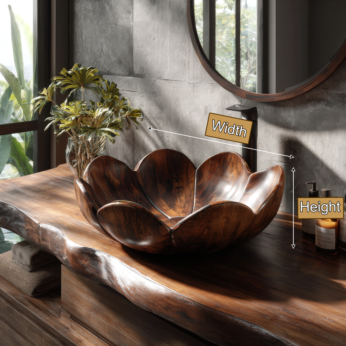 Veloria Handcrafted Solid Wood Flower Vessel Sink - Timberustic Vessel Sinks