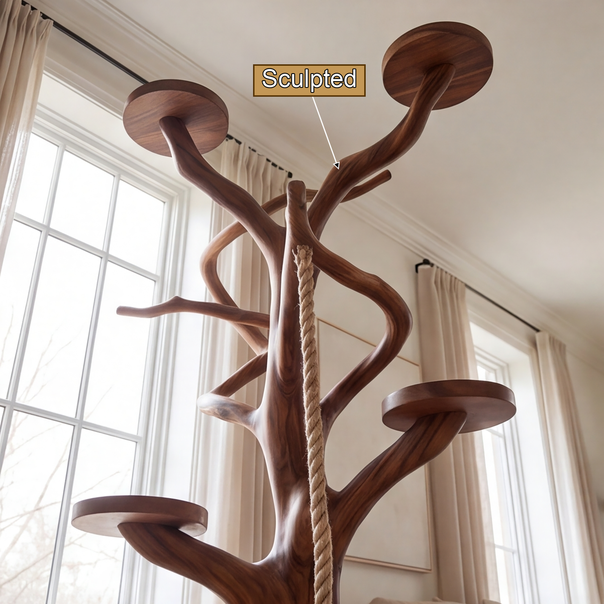 Velorian Handcrafted Solid Wood Tree Branch Parrot Stand SPA288702 - Timberustic Tree Branch Parrot Stand