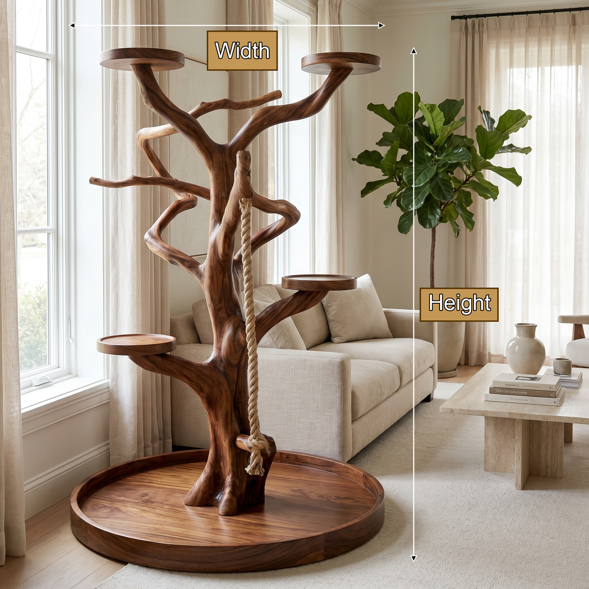 Velorian Handcrafted Solid Wood Tree Branch Parrot Stand SPA288702 - Timberustic Tree Branch Parrot Stand