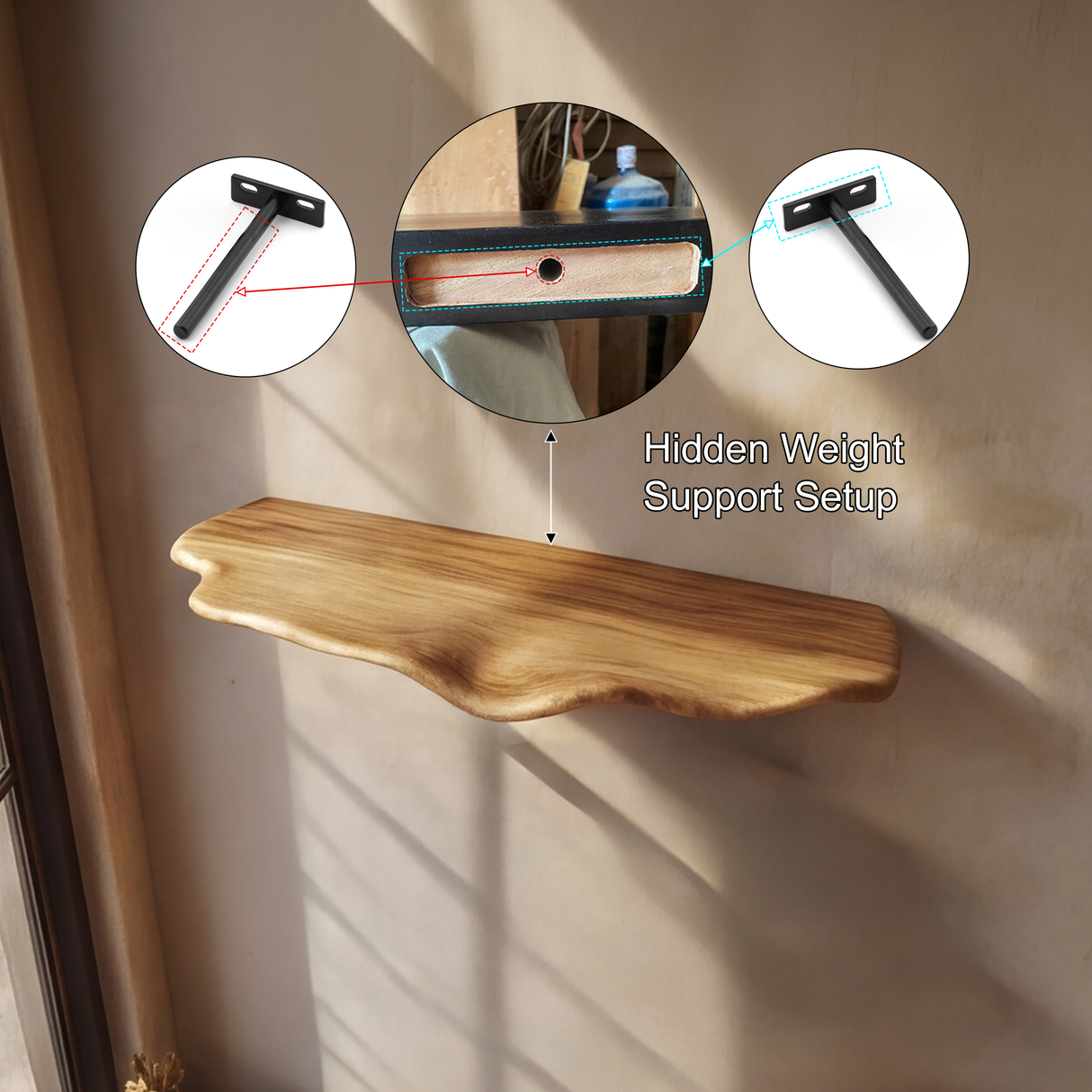 Velorien Live Edge Solid Wood Mushroom Floating Shelf SPA475679 - Timberustic Floating Shelf
