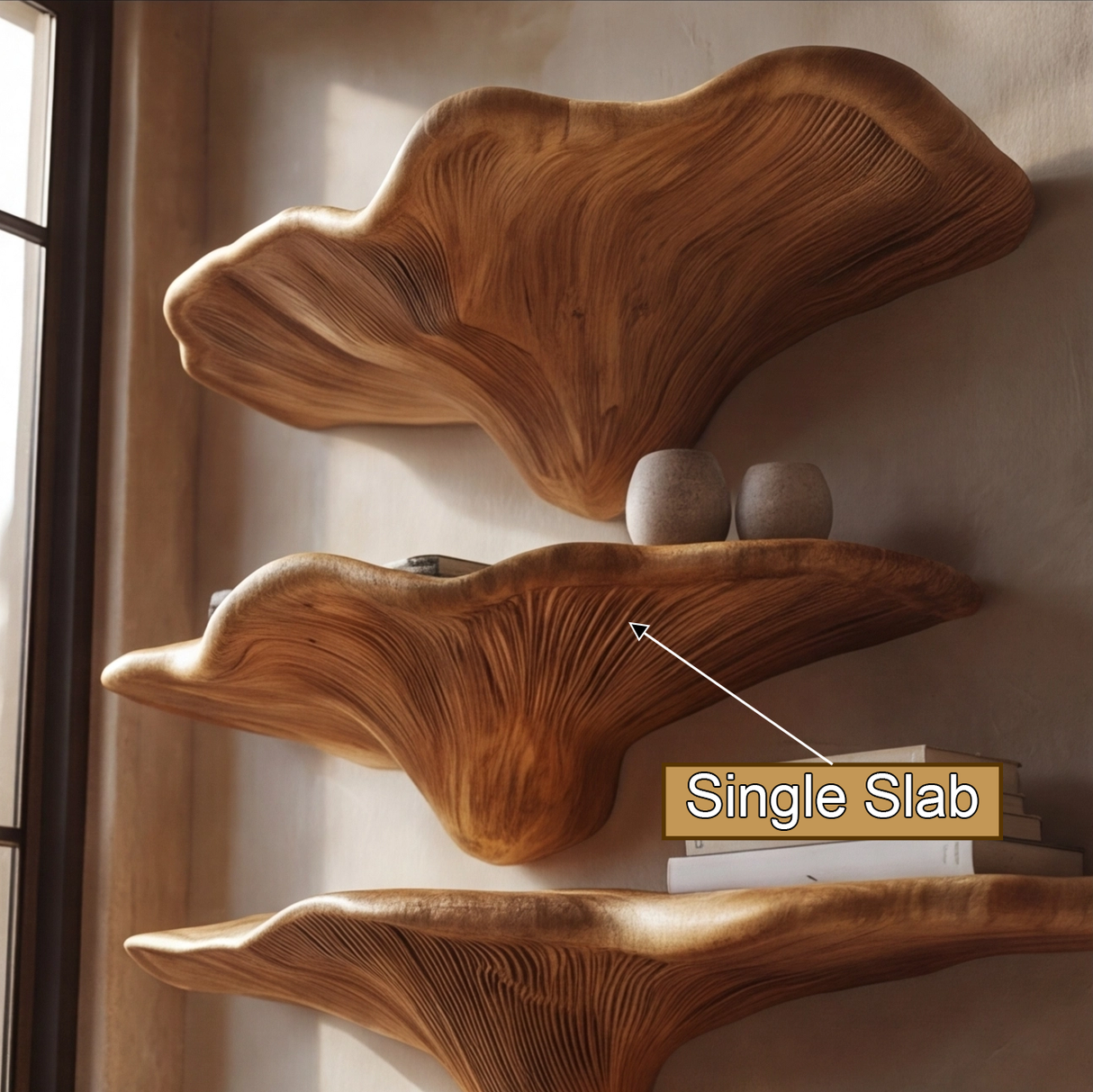 Velorien Live Edge Solid Wood Mushroom Floating Shelf SPA475679 - Timberustic Floating Shelf