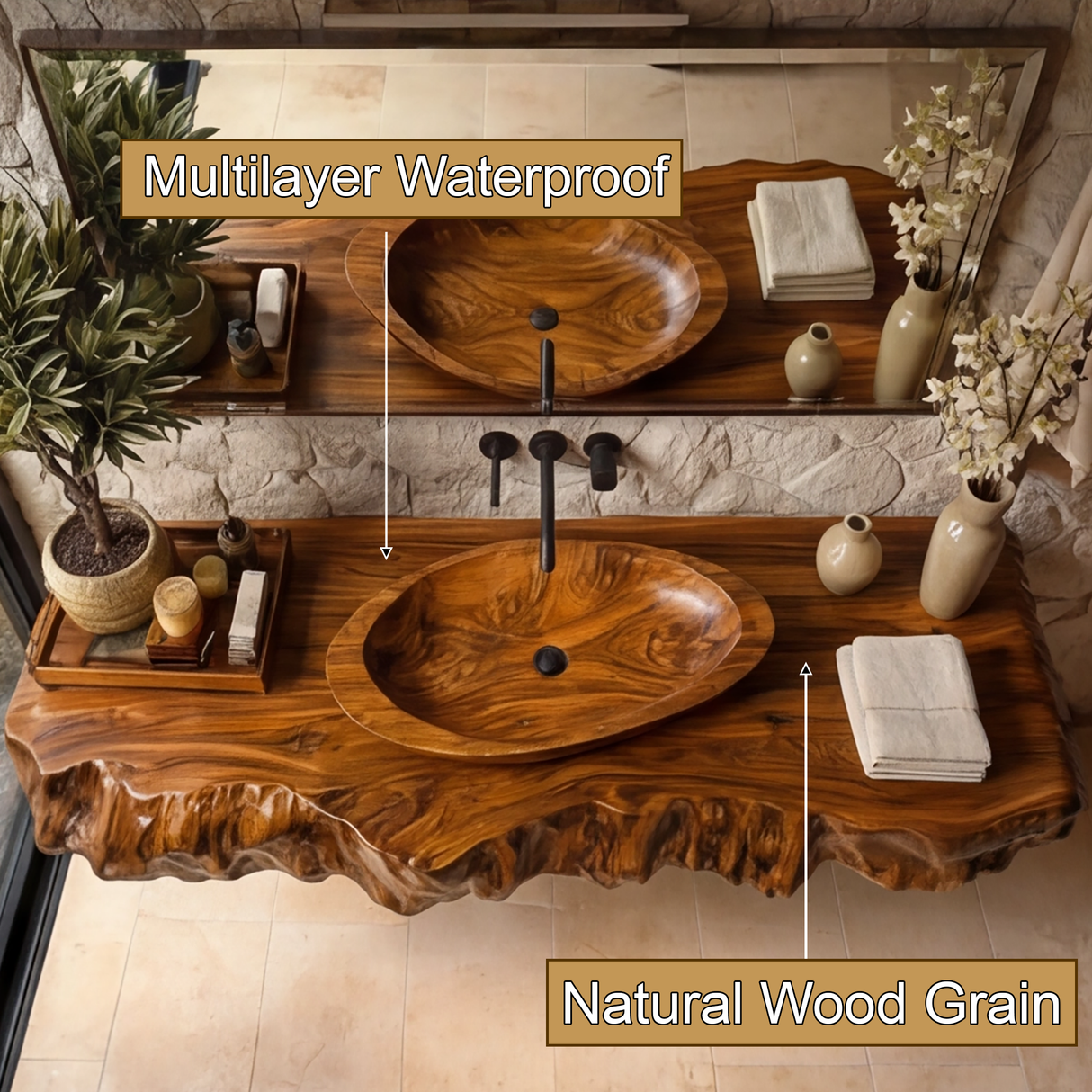 Velorin Live Edge Solid Wood Floating Bathroom Vanity SPA605219 - Timberustic Floating Bathroom Vanity