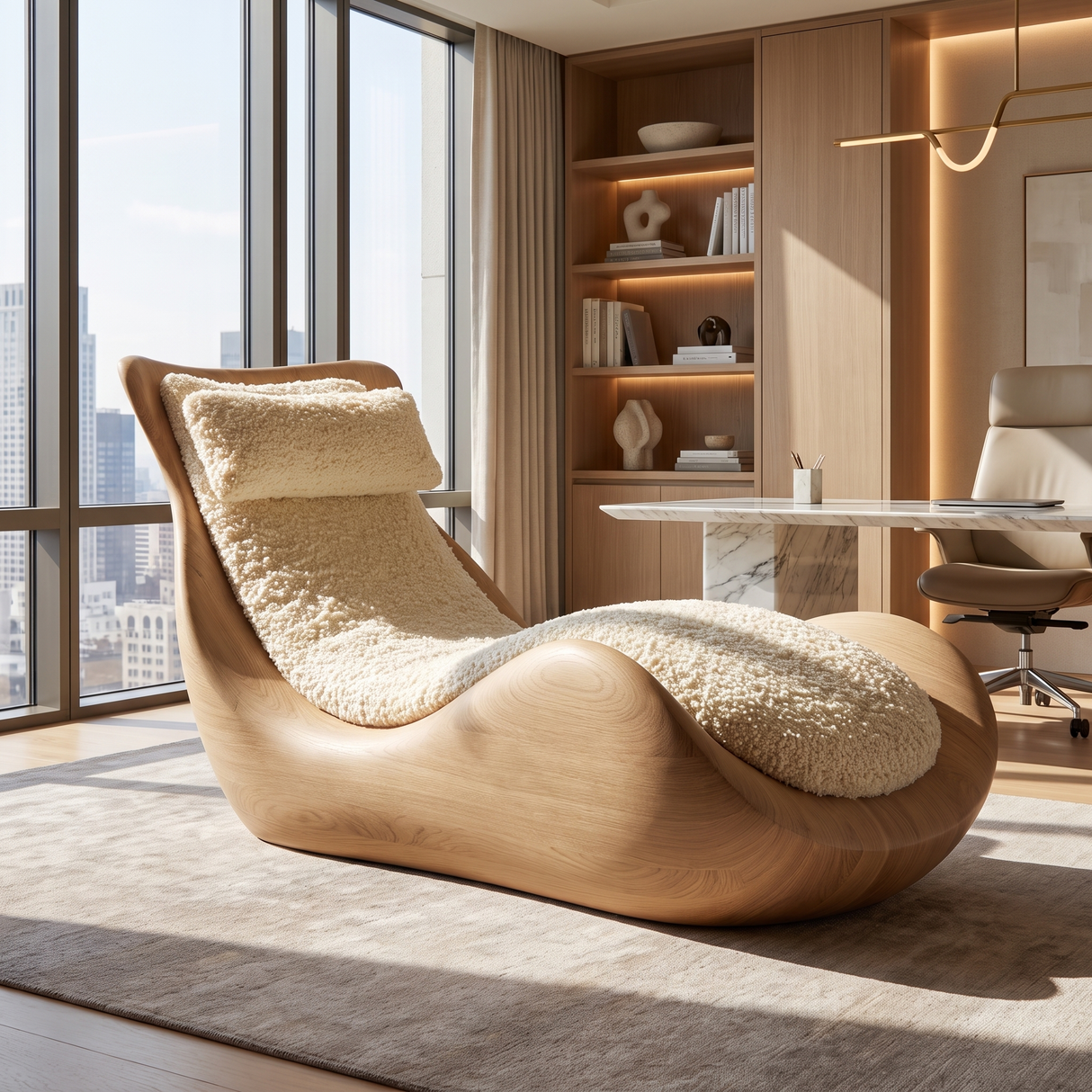 Veloura Handcrafted Solid Wood Chaise Lounge