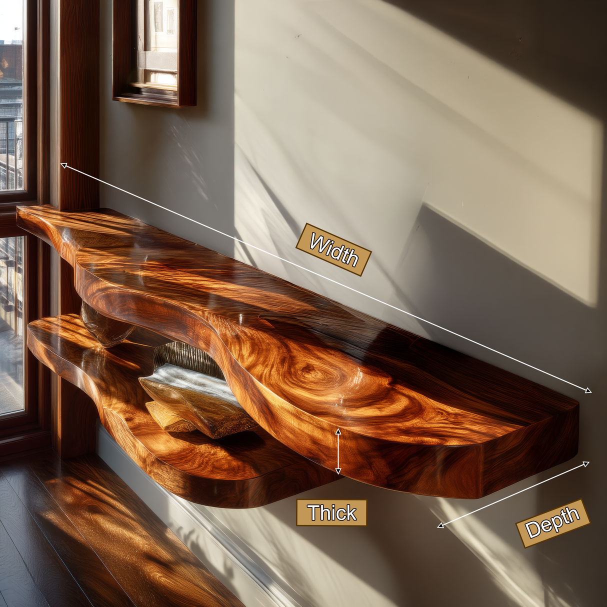 Velric Live Edge Solid Wood Floating Shelf SPA583849 - Timberustic Floating Shelf