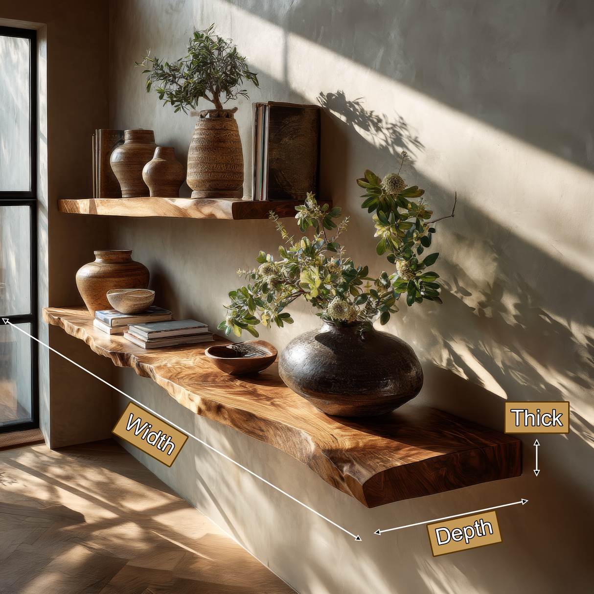Velrion Live Edge Solid Wood Floating Shelf SPA900006 - Timberustic Floating Shelf