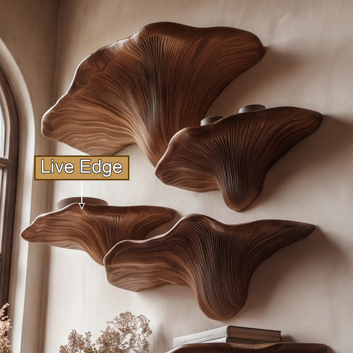 Velrune Live Edge Solid Wood Mushroom Floating Shelf SPA239749 - Timberustic Floating Shelf