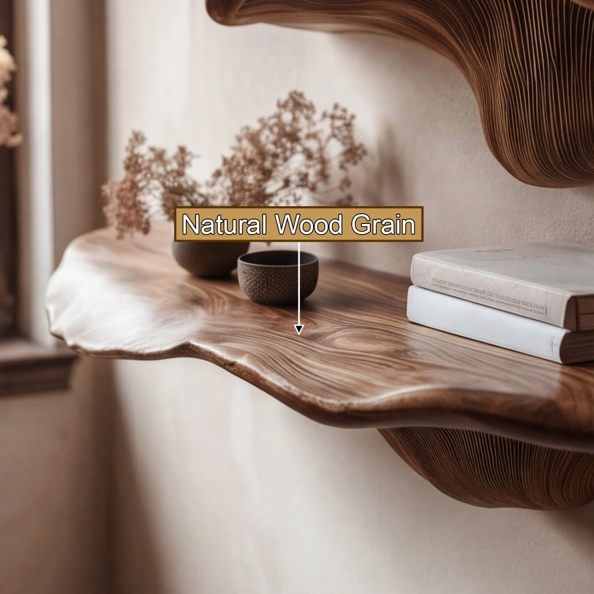 Velrune Live Edge Solid Wood Mushroom Floating Shelf SPA239749 - Timberustic Floating Shelf