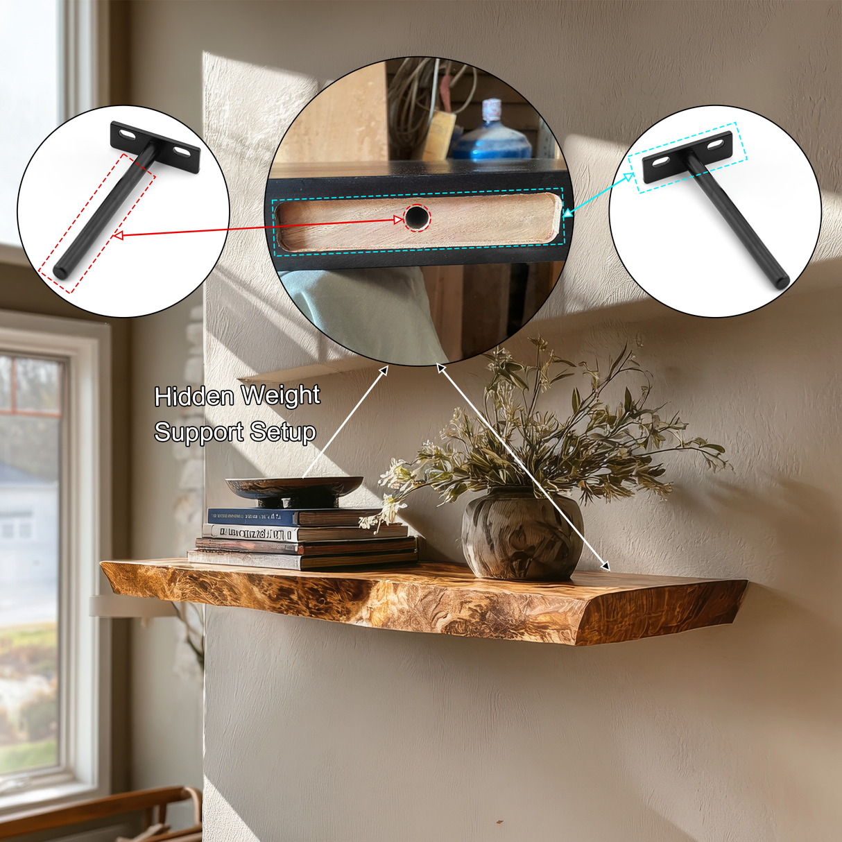 Velthara Live Edge Solid Wood Floating Shelf SPA526984 - Timberustic Floating Shelf