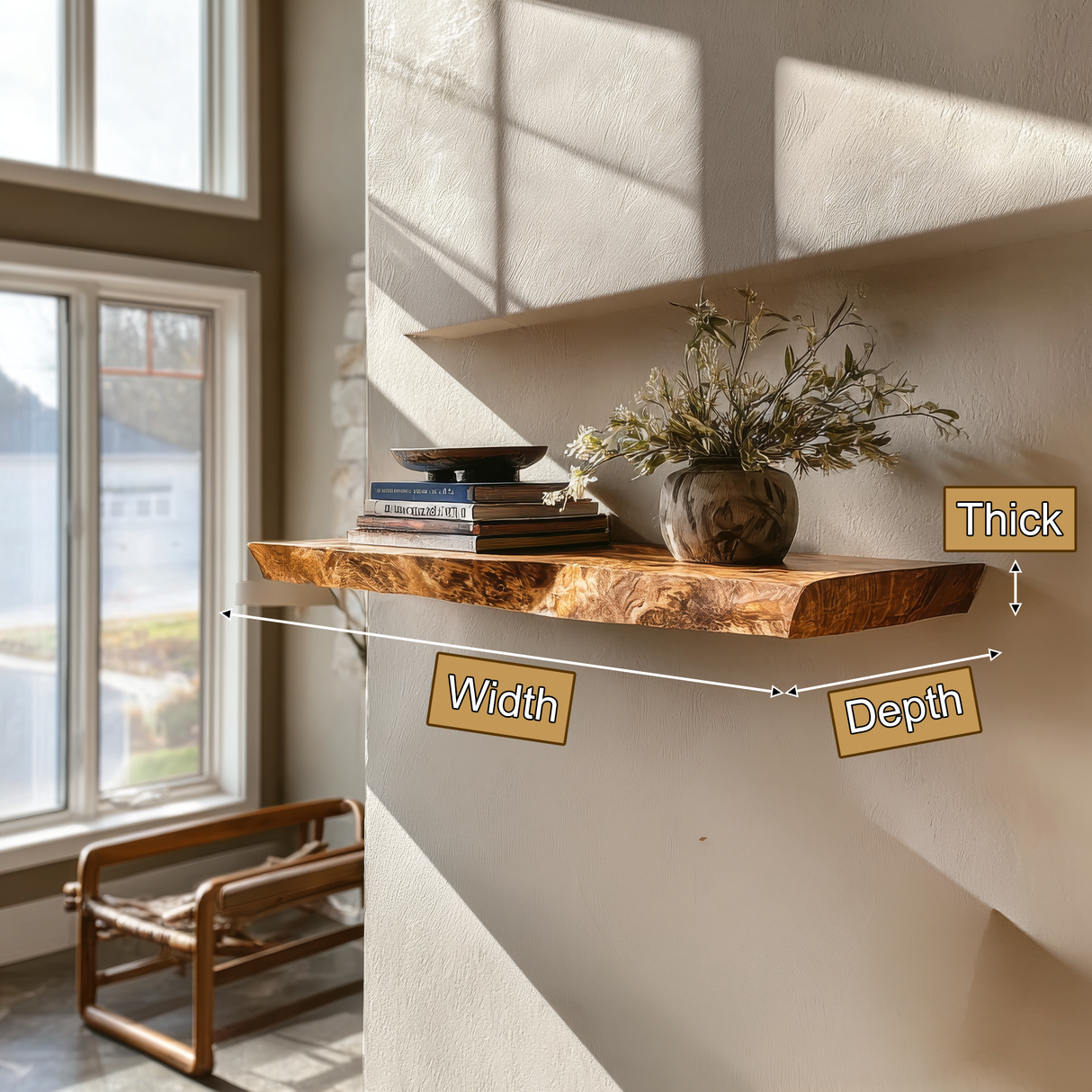 Velthara Live Edge Solid Wood Floating Shelf SPA526984 - Timberustic Floating Shelf