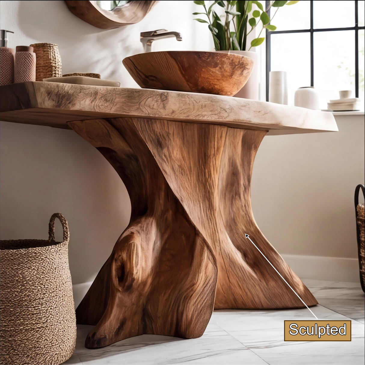 Velthora Rootform Solid Wood Freestanding Bathroom Vanity SPA576801 - Timberustic Freestanding Bathroom Vanity