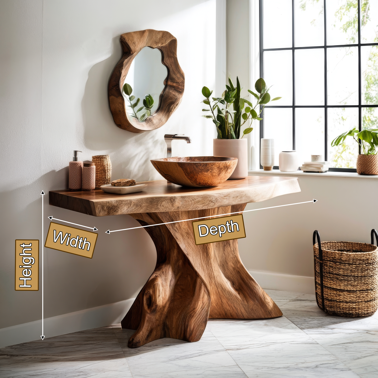 Velthora Rootform Solid Wood Freestanding Bathroom Vanity SPA576801 - Timberustic Freestanding Bathroom Vanity