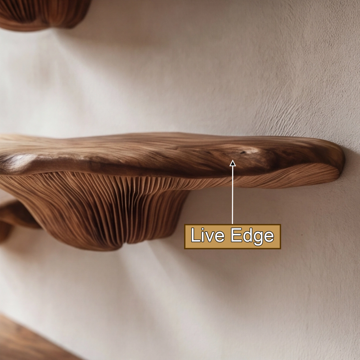 Velthorne Live Edge Solid Wood Mushroom Floating Shelf SPA054634 - Timberustic Floating Shelf