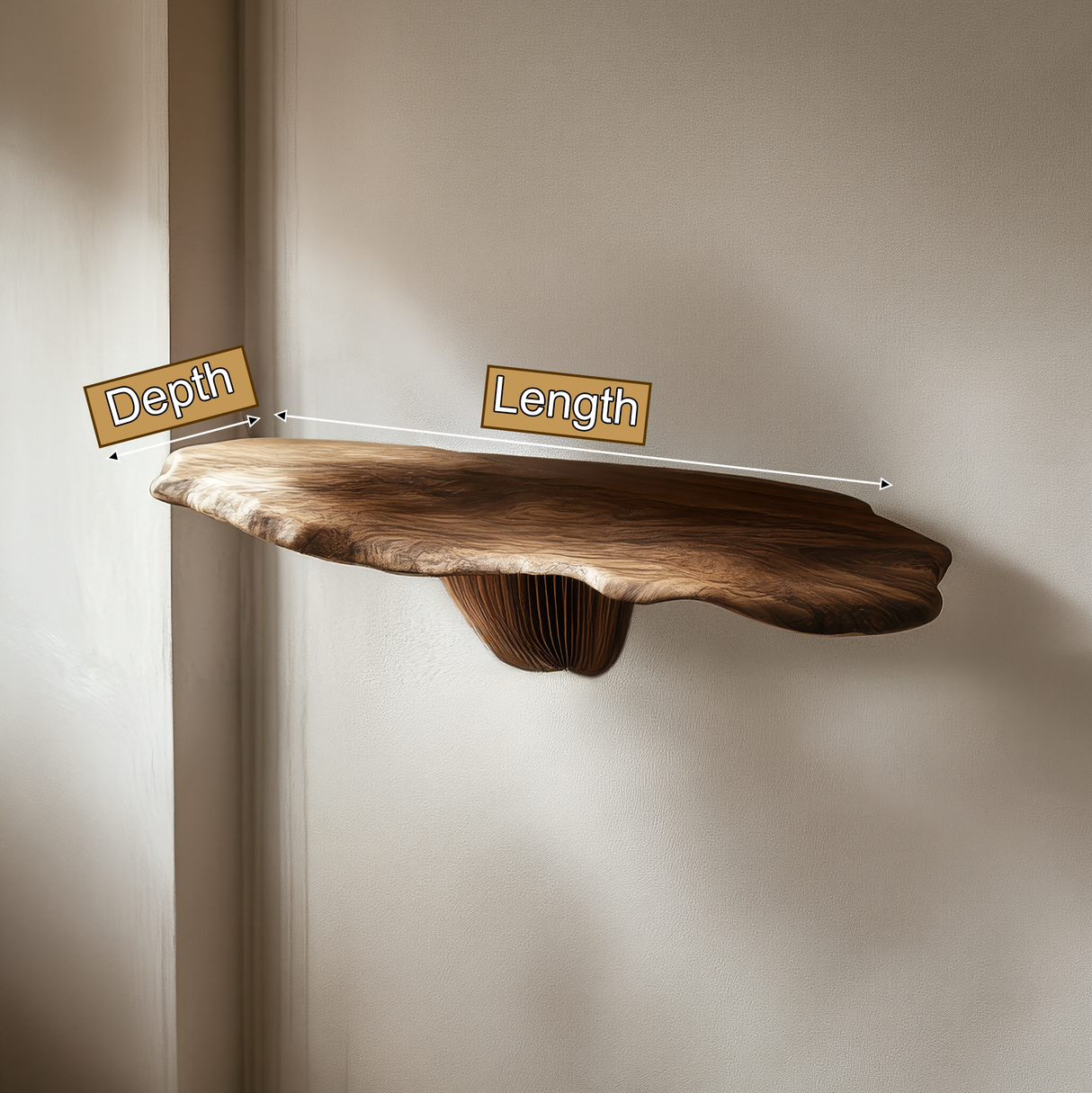 Velthorne Live Edge Solid Wood Mushroom Floating Shelf SPA054634 - Timberustic Floating Shelf