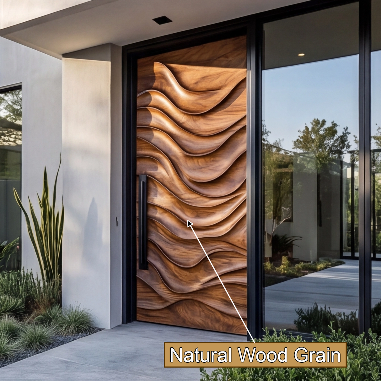 Veltrava Sculpted Solid Wood Rectangular Single Door - Timberustic Door