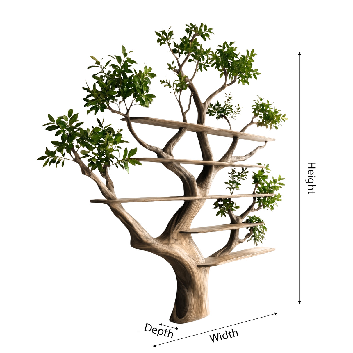 Verdalis Handcrafted Solid Wood Tree Bookshelf