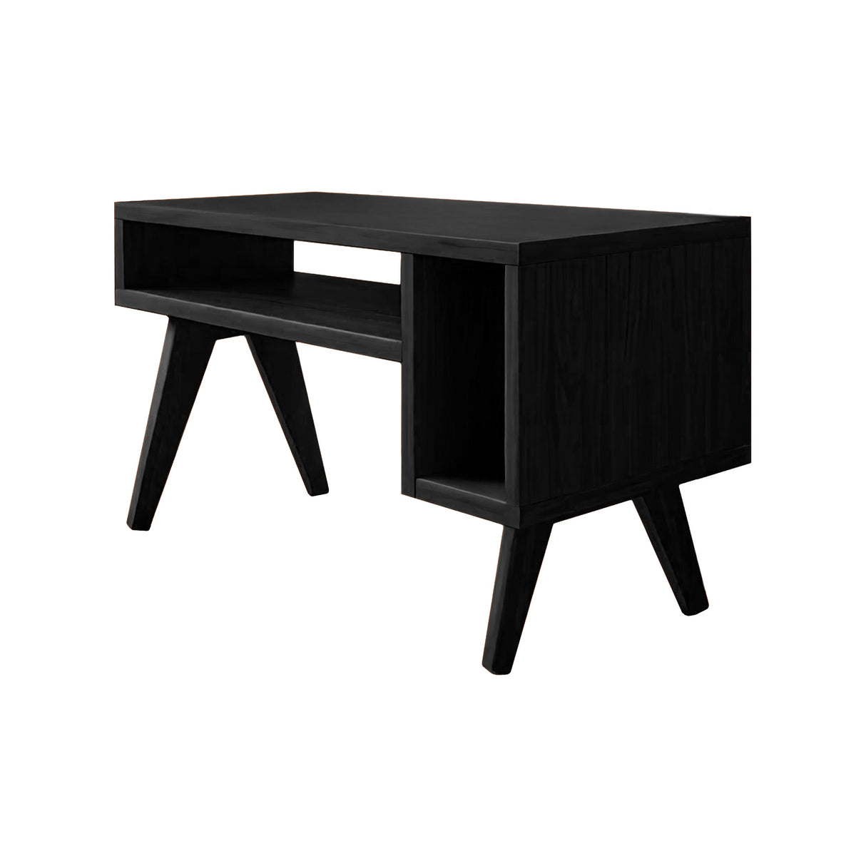 Verdan Solid Walnut Record Player Stand Black - Timberustic Record Player Stand With Storage