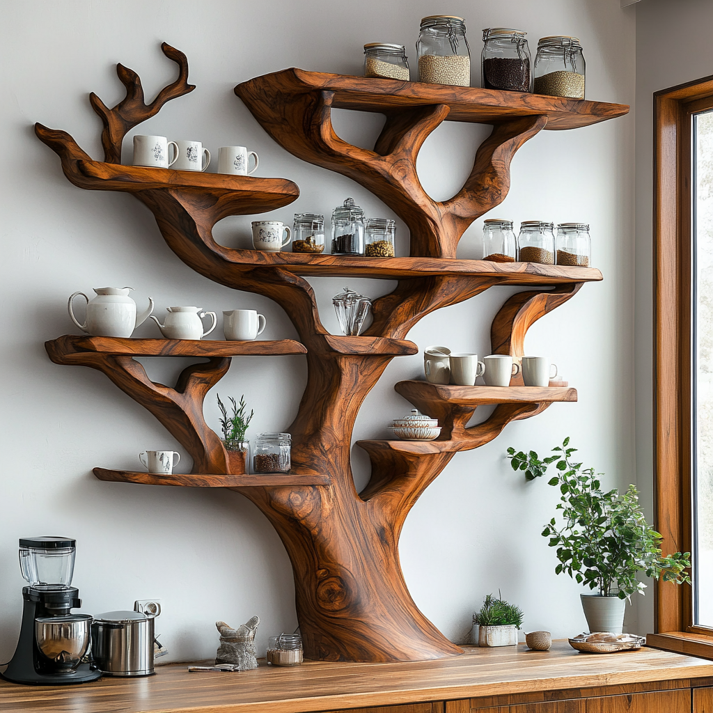Verdane Live Edge Solid Wood Kitchen Shelf - Timberustic Kitchen Shelf